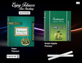 Aarogyam Herbals Pack Of 2 Flavours 100% Tobacco & Nicotine Free Cigarette For Relieve Stress & Mood Enhance Product Green Apple, Paan - 10 Sticks X 2 Packets